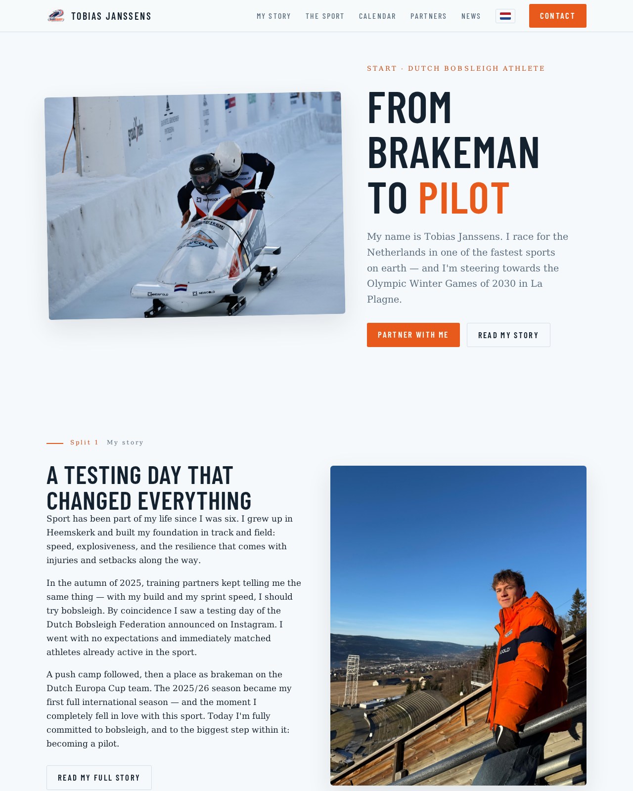 Homepage van de website van Tobias Janssens