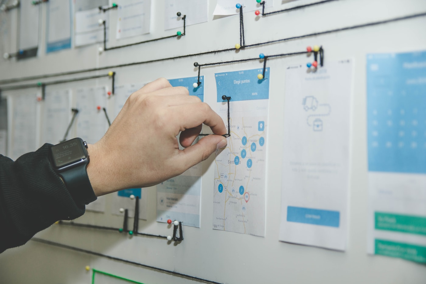 Wireframes en schetsen op een whiteboard