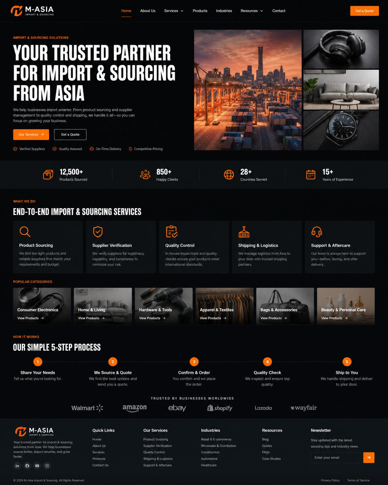 Homepage van de website van M-Asia